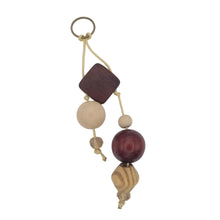 Load image into Gallery viewer, Keychain with square wooden and sphere shaped beads