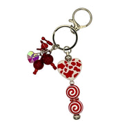 Handmade red and white heart purse charm titled 