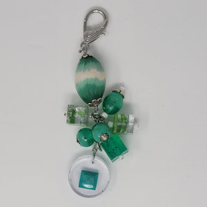 Handmade green beaded purse charm by Bougie Girl Boutique