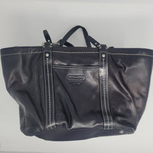 Load image into Gallery viewer, Coach black leather tote, front view